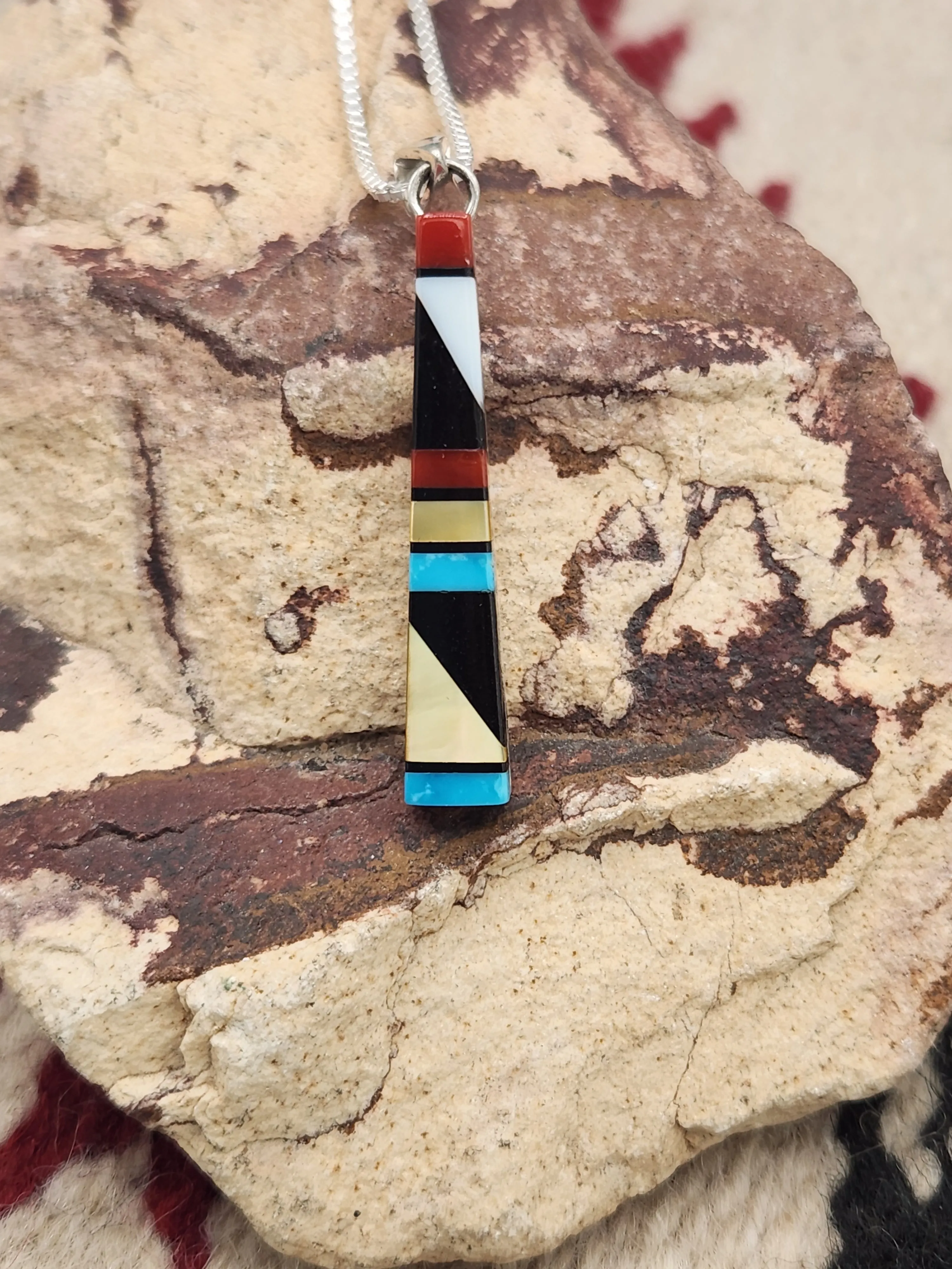 MULTI STONE INLAY NECKLACE  - ZUNI - MADERRAL KALLESTEWA