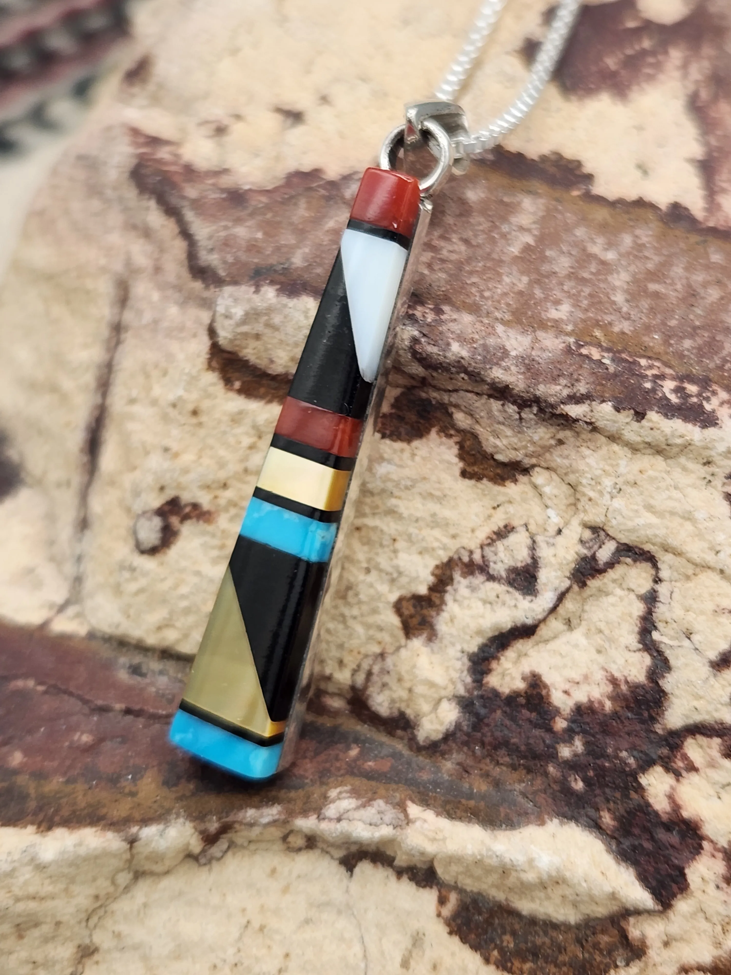 MULTI STONE INLAY NECKLACE  - ZUNI - MADERRAL KALLESTEWA