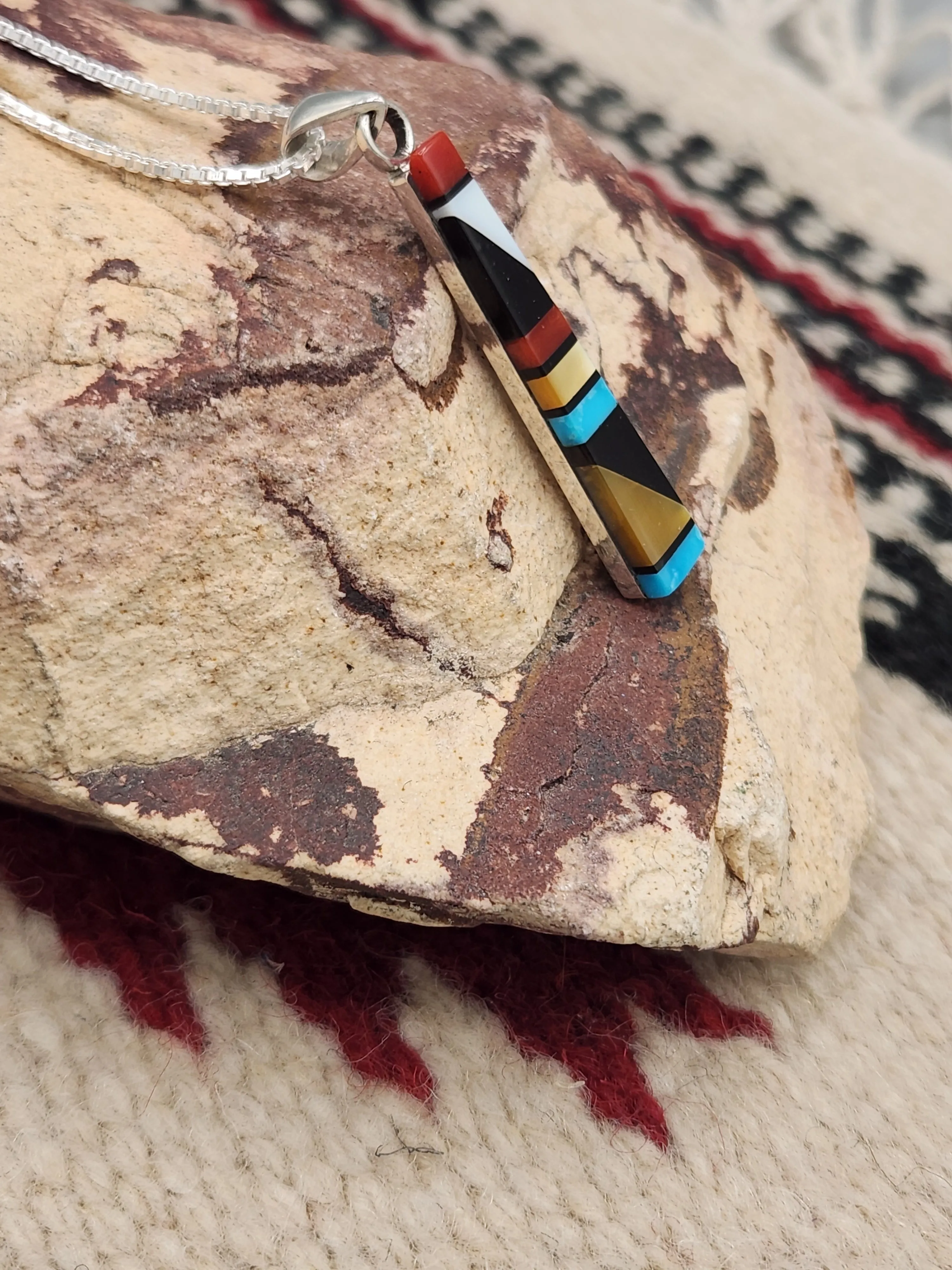 MULTI STONE INLAY NECKLACE  - ZUNI - MADERRAL KALLESTEWA