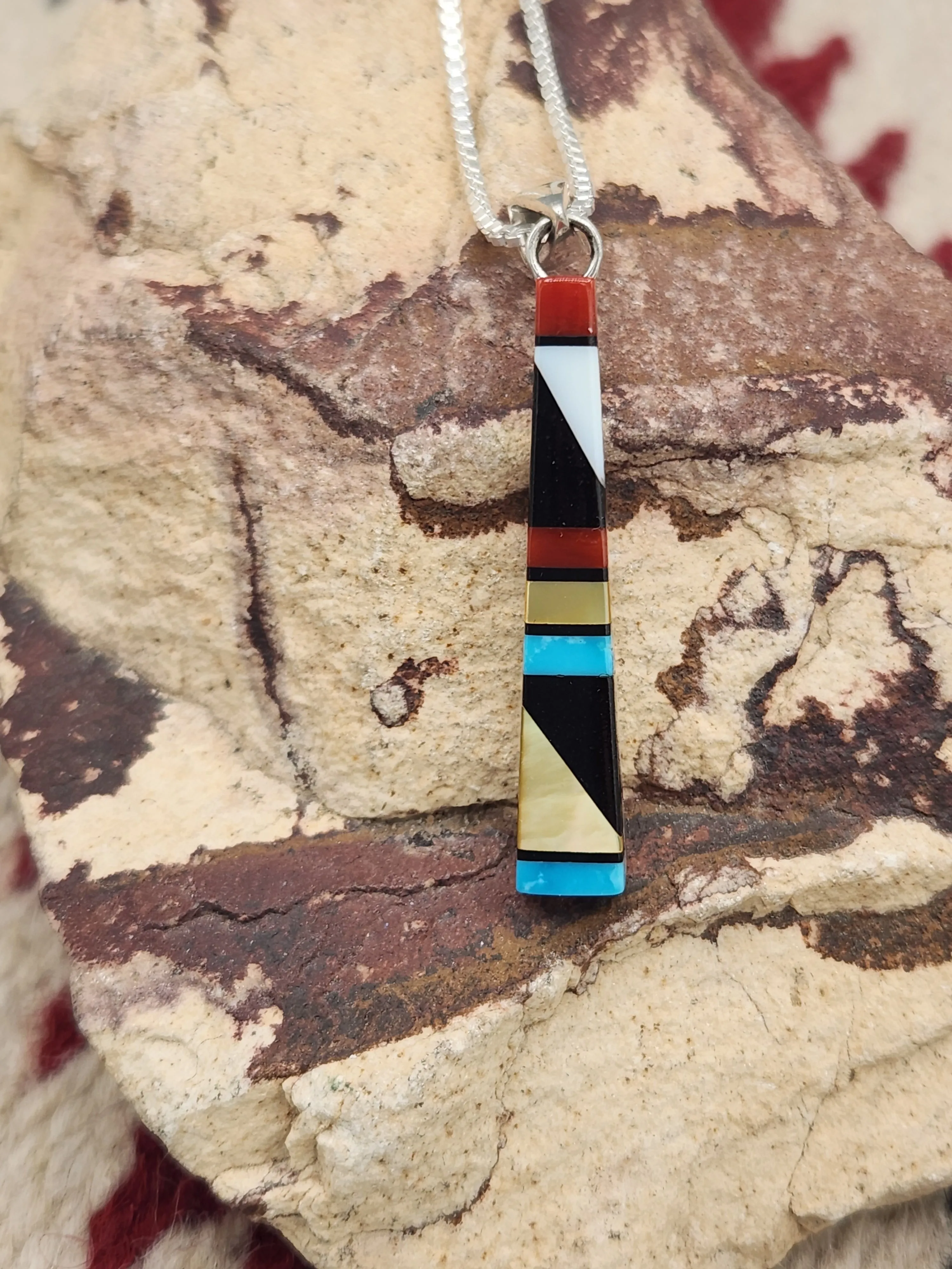 MULTI STONE INLAY NECKLACE  - ZUNI - MADERRAL KALLESTEWA