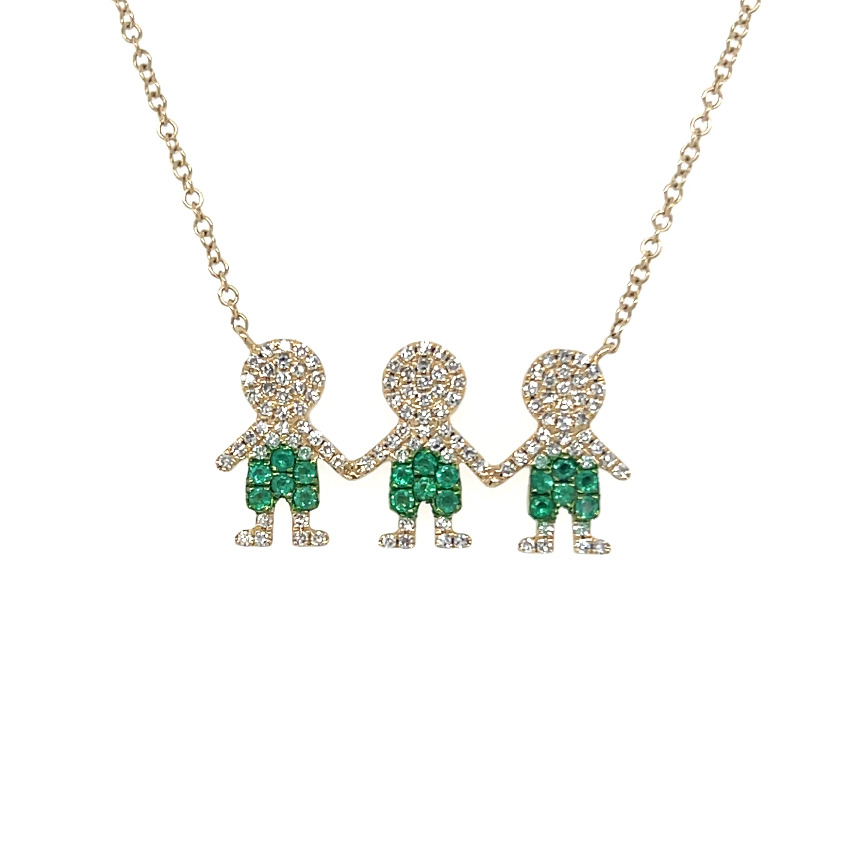 Multiple Kids Boy Girl Diamond and Gemstone Charm Necklace