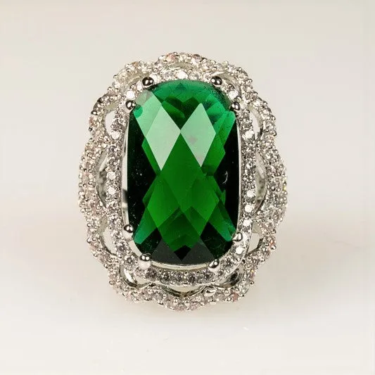 Nahida Faceted Emerald Cocktail Ring | 26ct