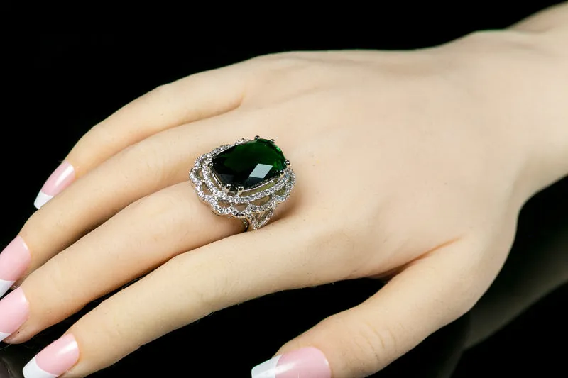 Nahida Faceted Emerald Cocktail Ring | 26ct