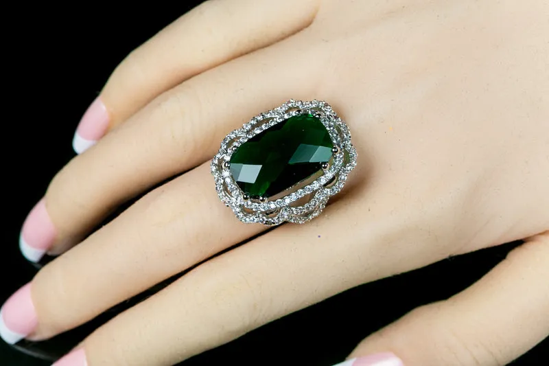 Nahida Faceted Emerald Cocktail Ring | 26ct