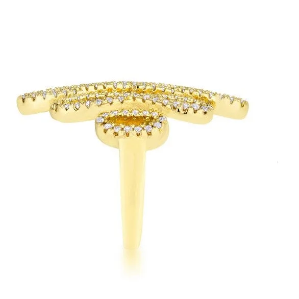 Natasha CZ Gold Contemporary Cocktail Ring | 1ct | 18k Gold