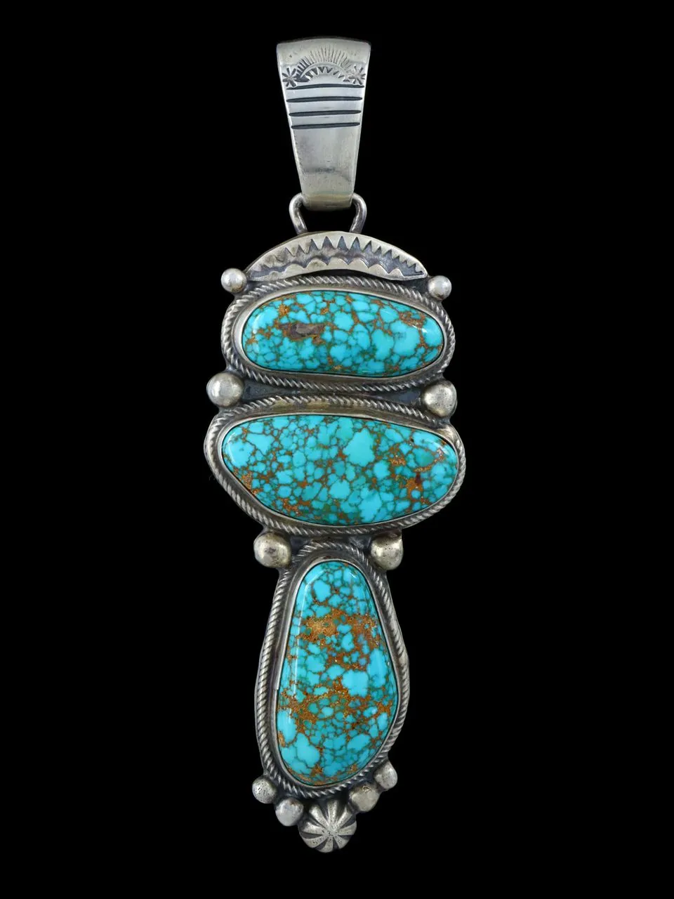 Native American Indian Jewelry Natural Carico Lake Turquoise Pendant