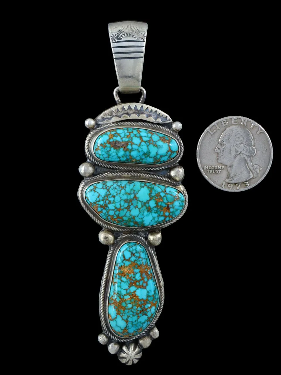 Native American Indian Jewelry Natural Carico Lake Turquoise Pendant