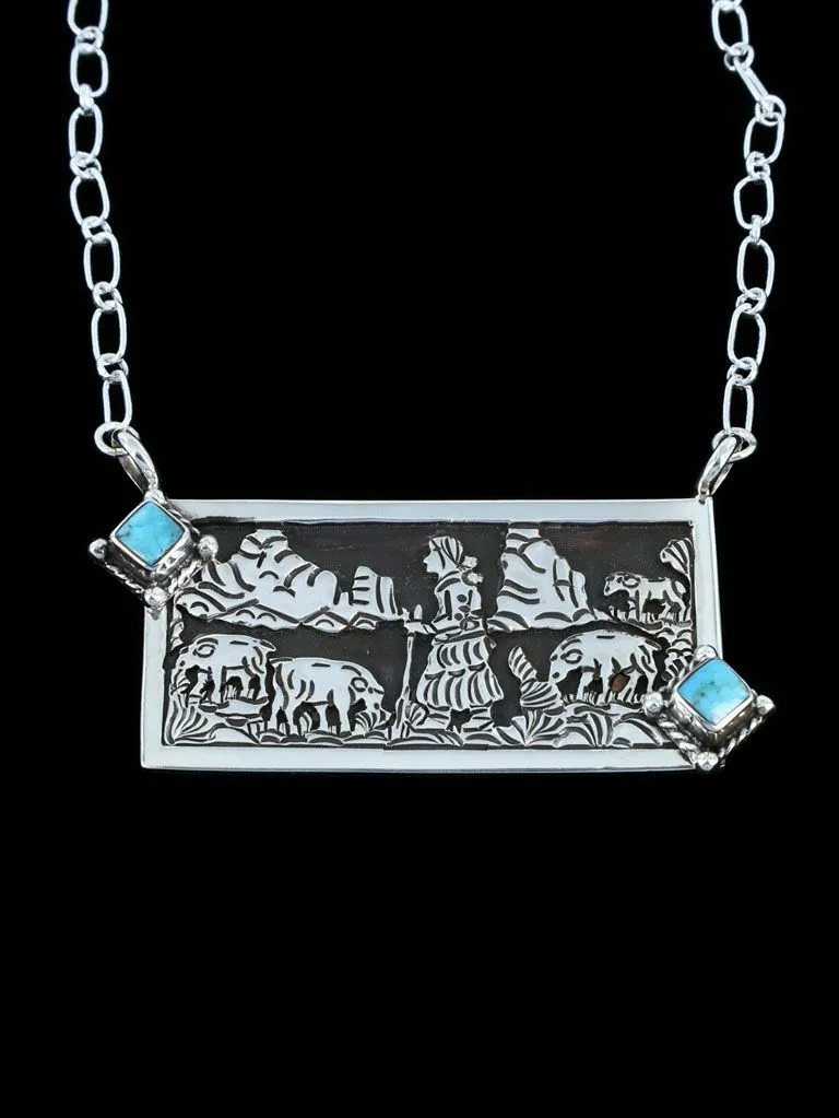 Native American Jewelry Turquoise Storyteller Choker Necklace