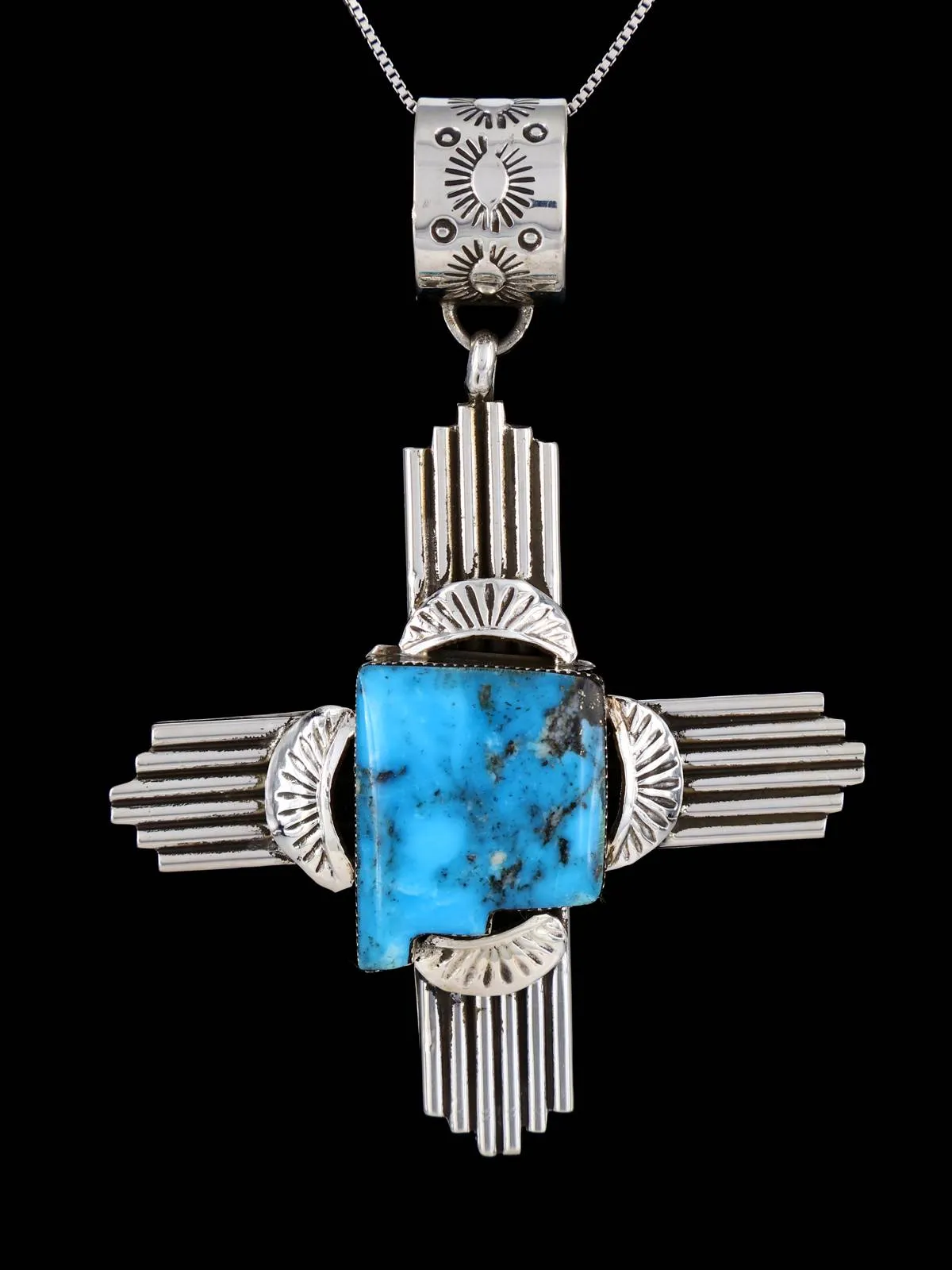 Native American Jewelry Turquoise Zia Pendant