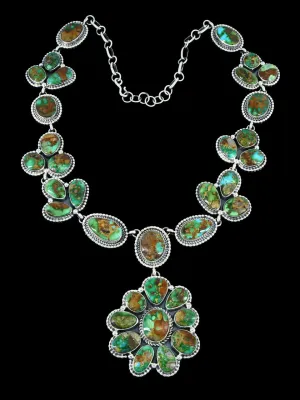 Native American Sterling Silver Sonoran Gold Turquoise Necklace