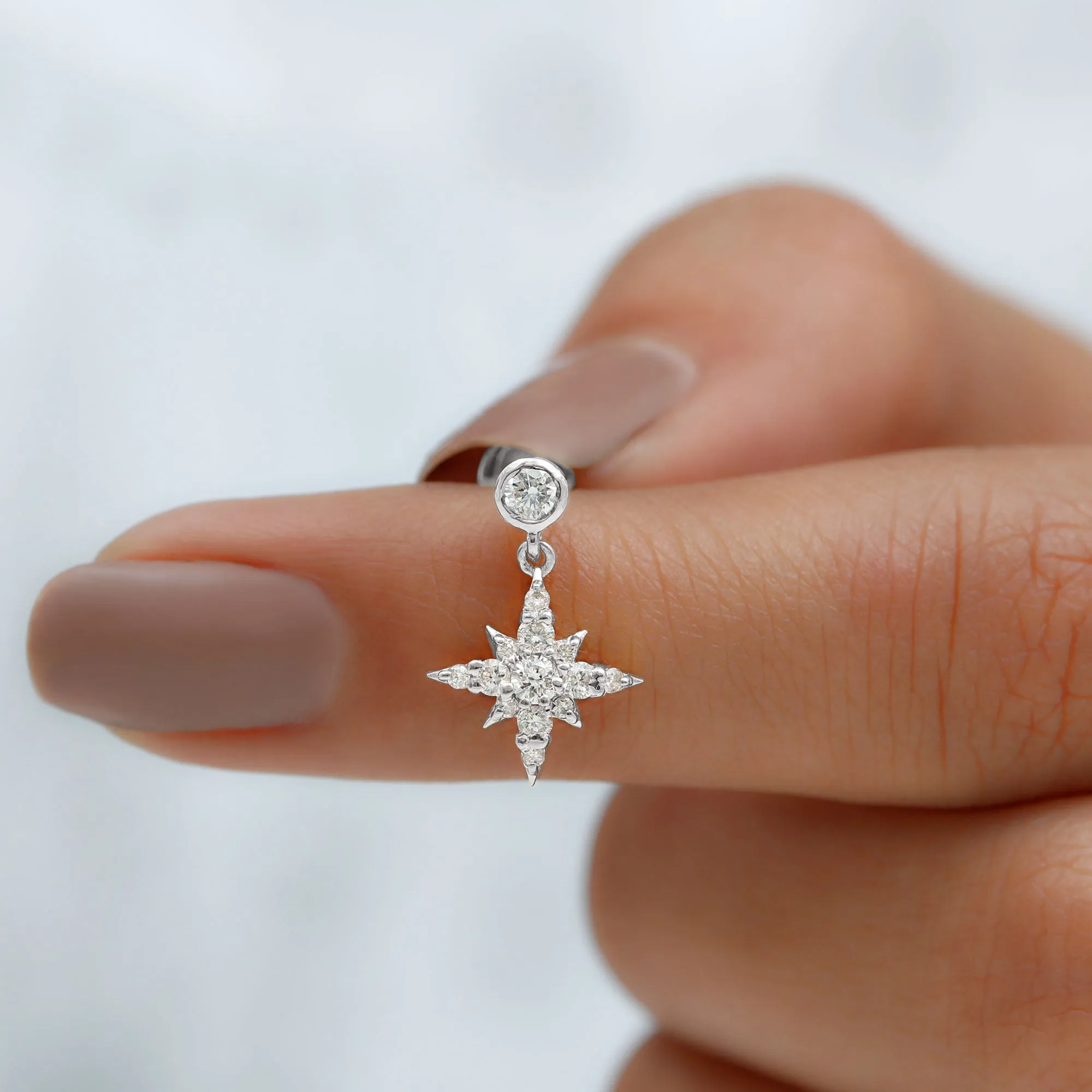 Natural Diamond Starburst Drop Earring