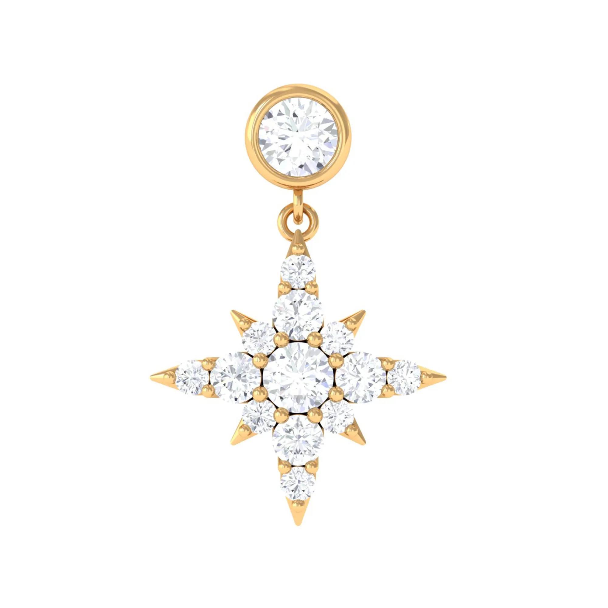 Natural Diamond Starburst Drop Earring