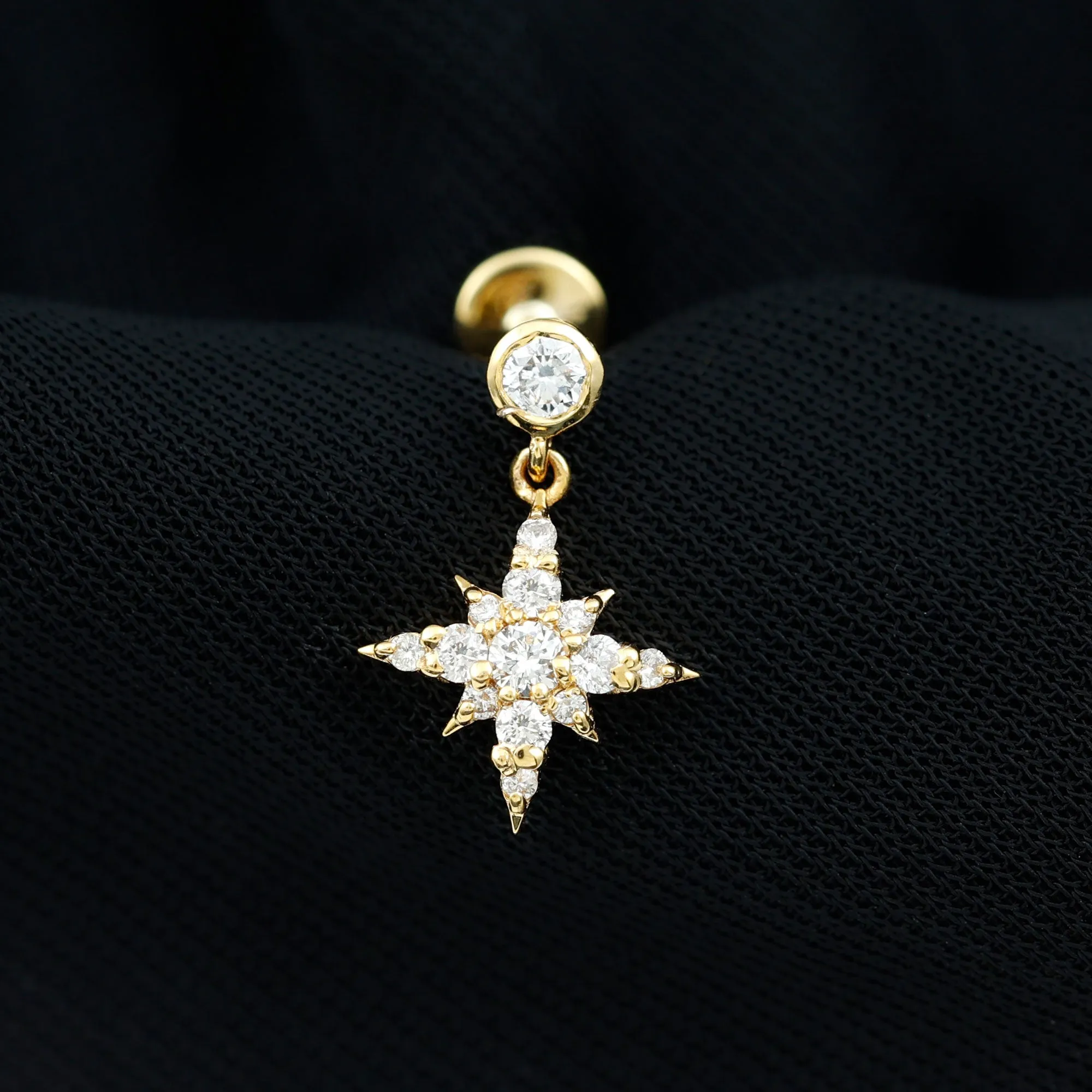 Natural Diamond Starburst Drop Earring