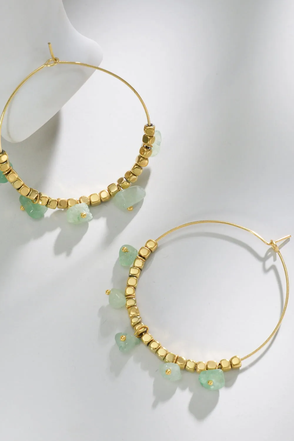 Natural Stone Turquoise Hoop Earrings