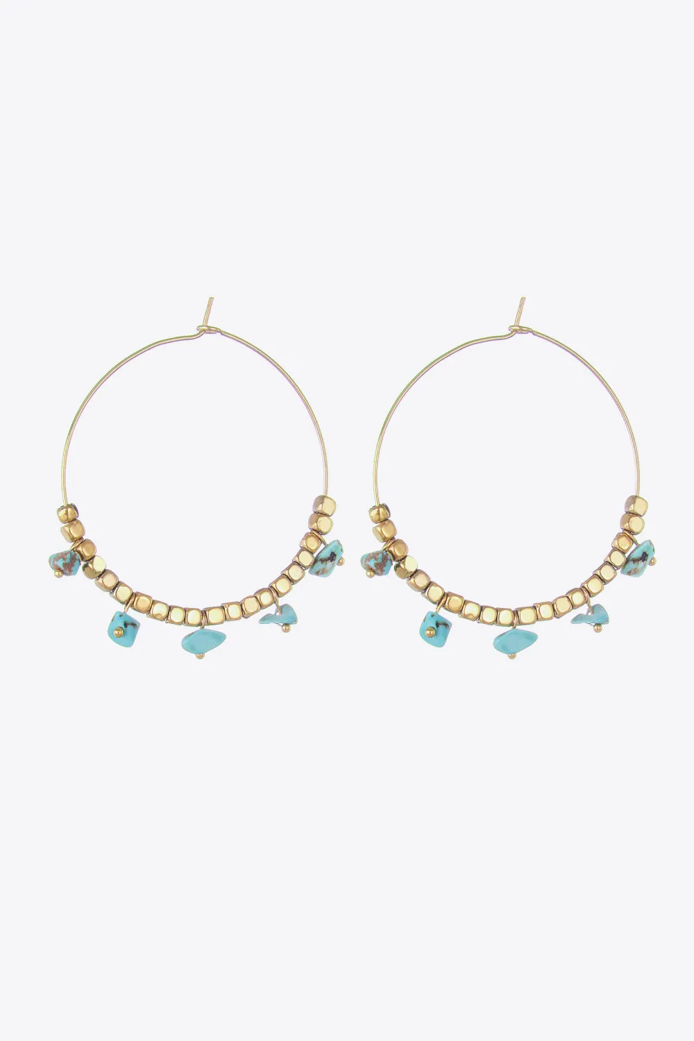 Natural Stone Turquoise Hoop Earrings