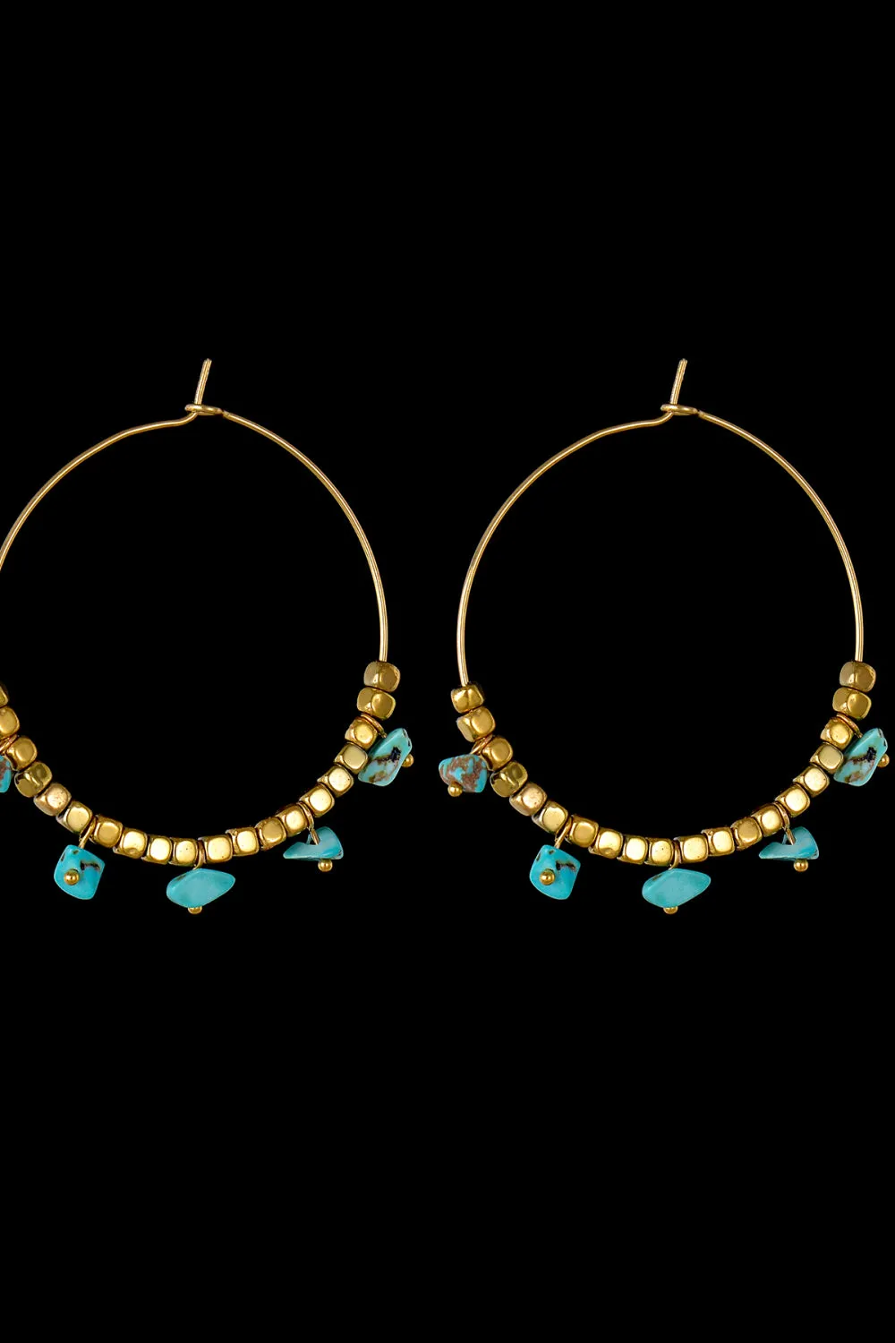 Natural Stone Turquoise Hoop Earrings