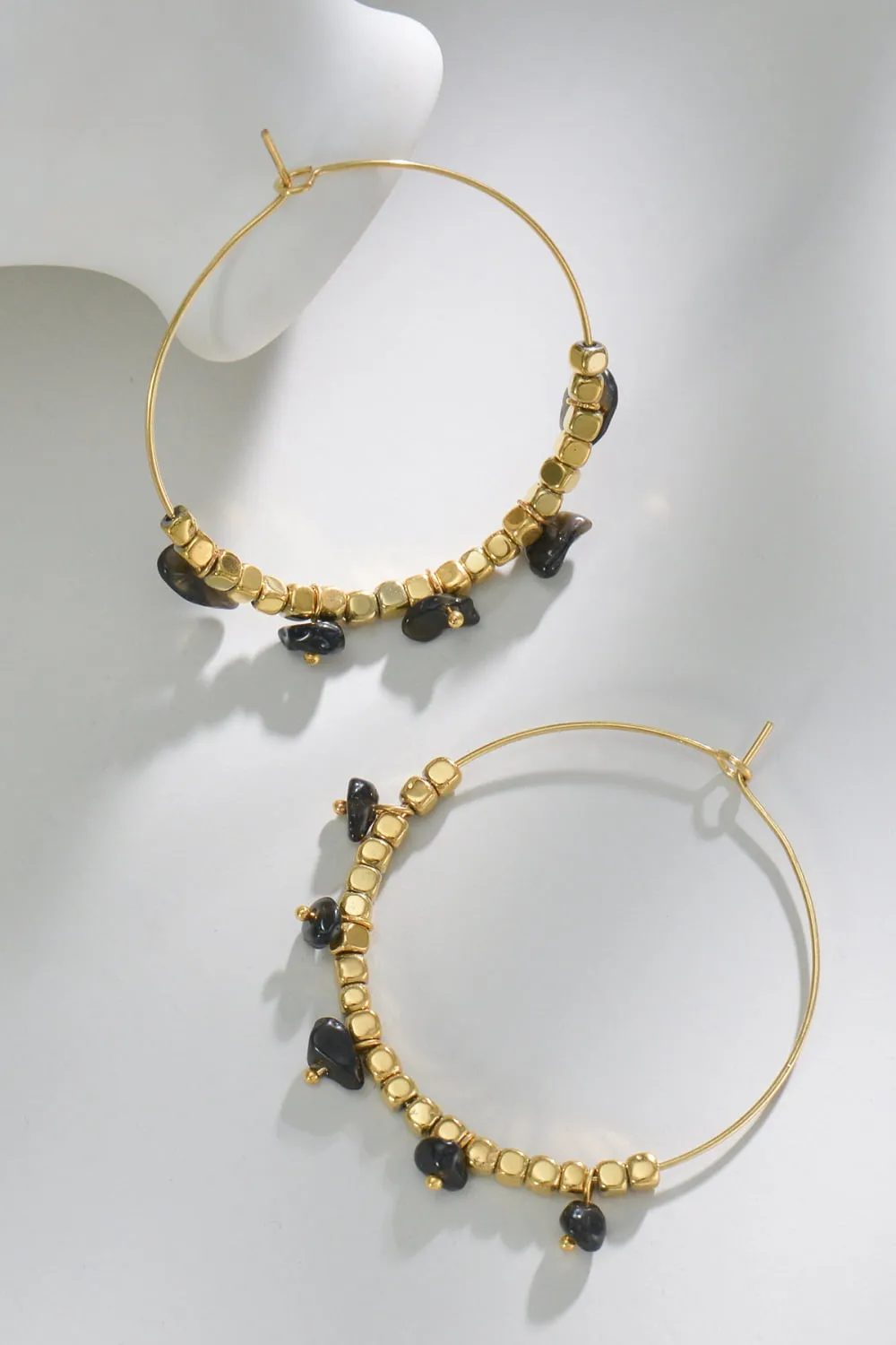 Natural Stone Turquoise Hoop Earrings