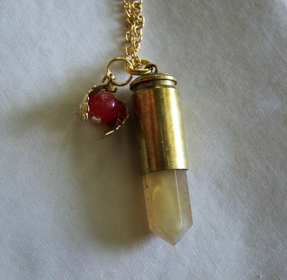 Natural Yellow Citrine Bullet Carnelian Bittersweet Pendant