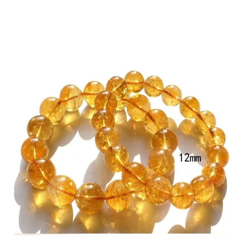 Natural Yellow Citrine  Gemstone Bead Bracelet