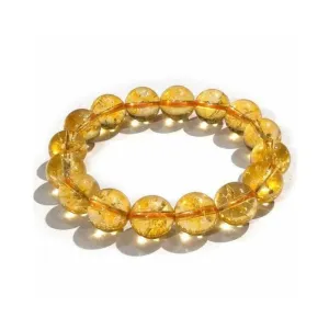 Natural Yellow Citrine  Gemstone Bead Bracelet