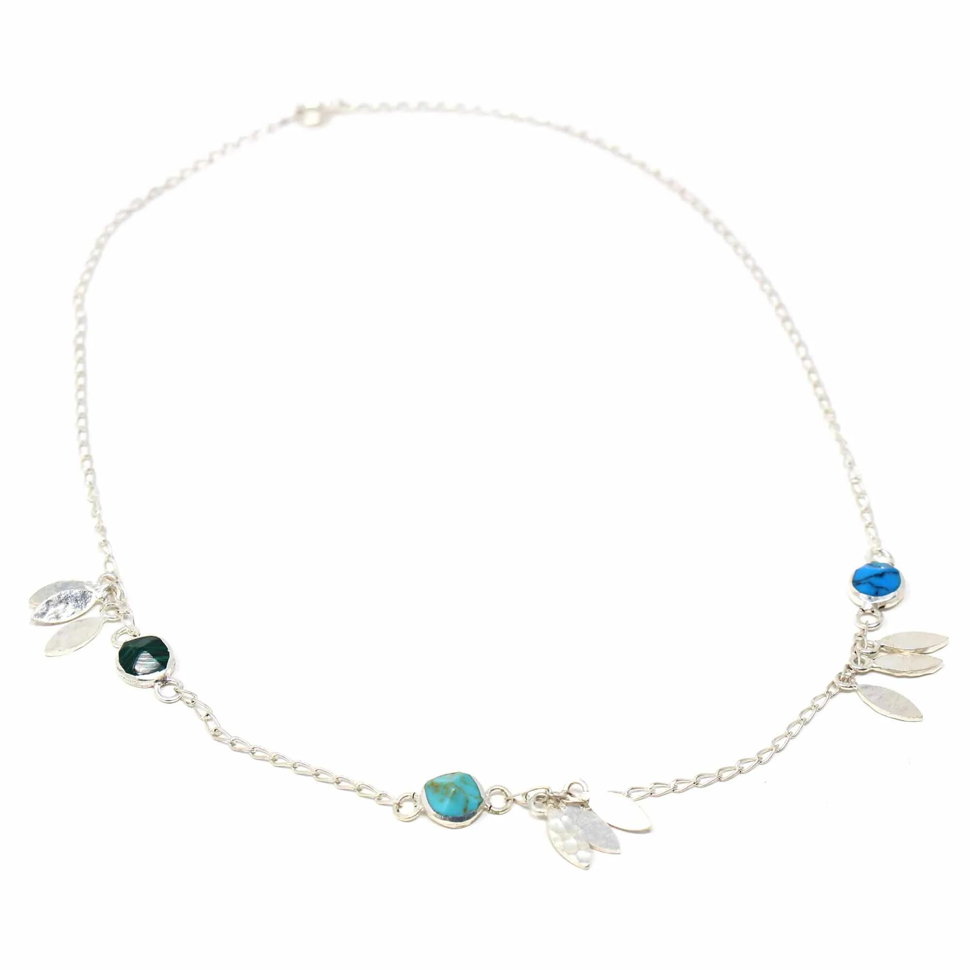 Necklace Feathers and Turquoise