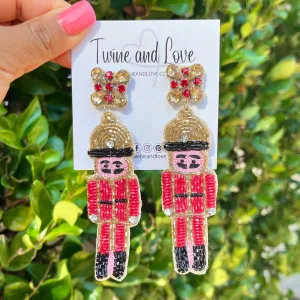 Nutcracker Beaded Earrings (Red)