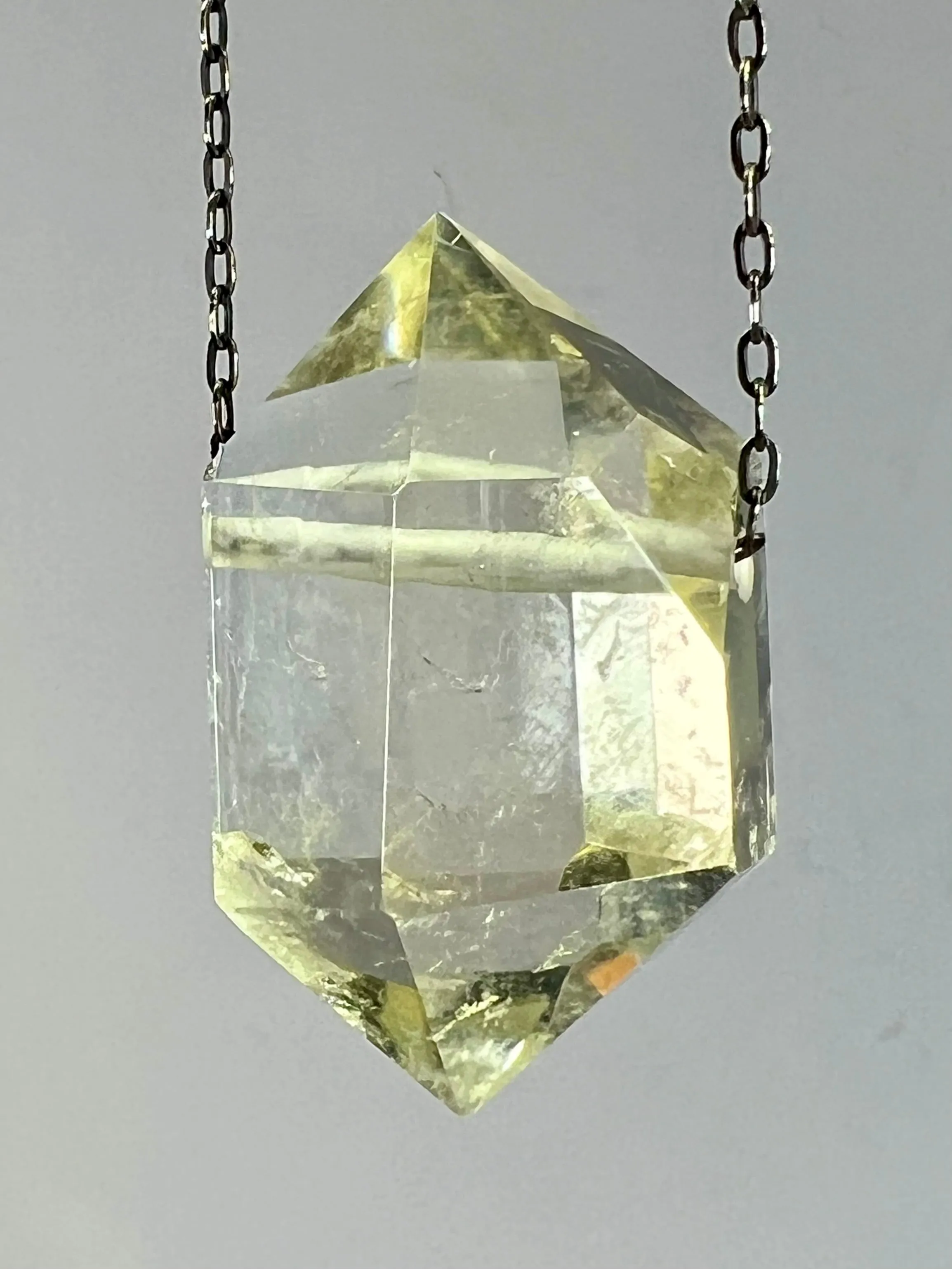 Pale Citrine Quartz Crystal Necklace