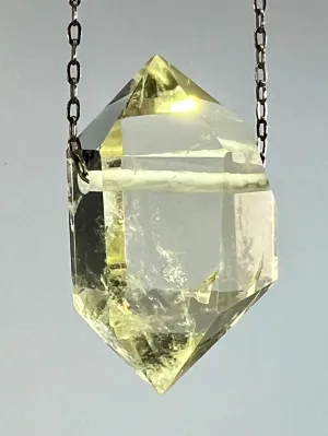 Pale Citrine Quartz Crystal Necklace