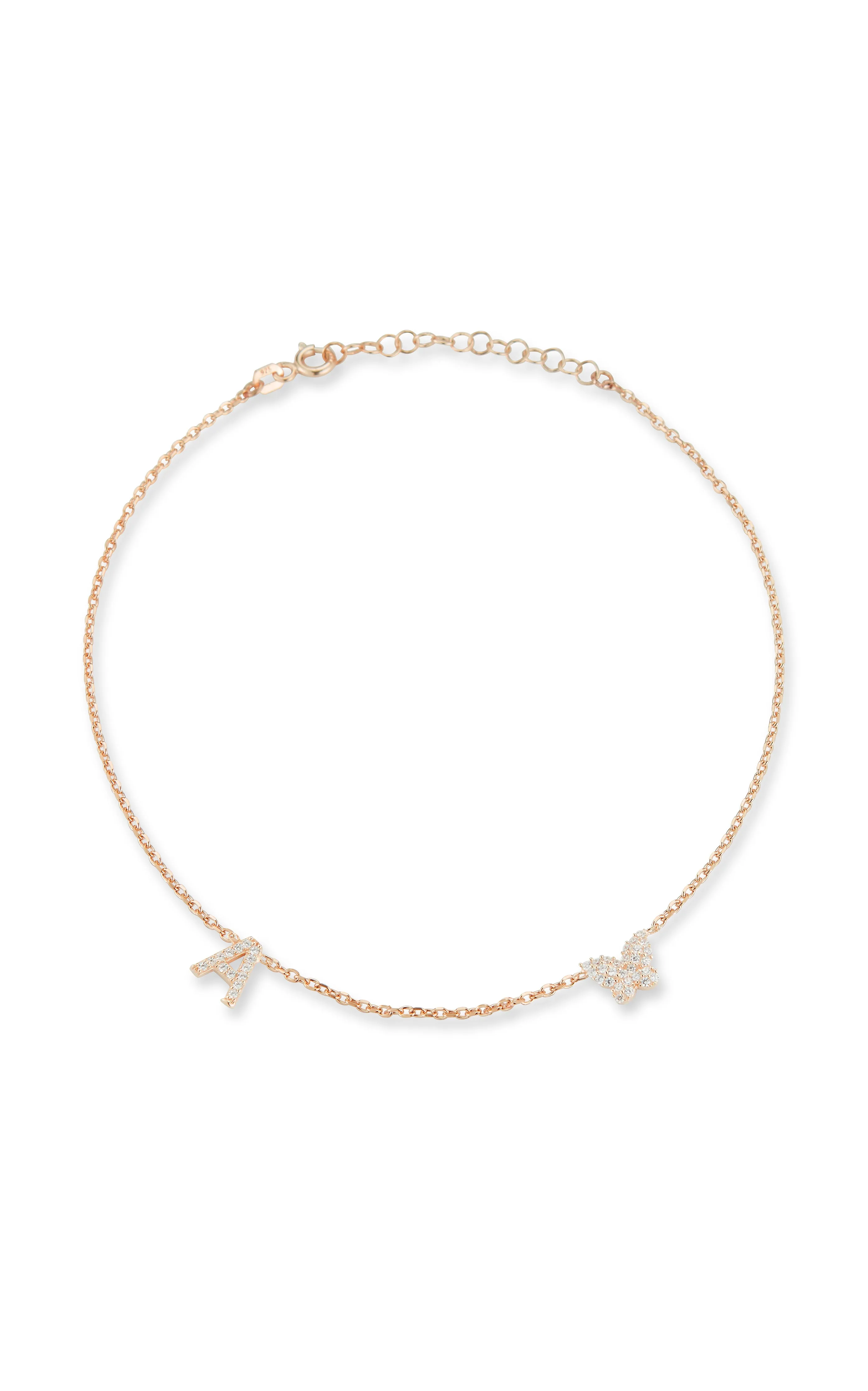 Pavé Butterfly Initial Anklet