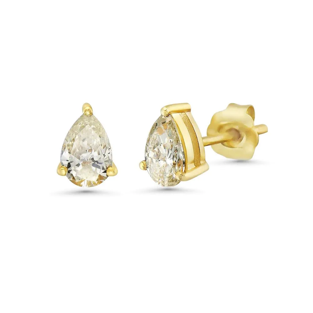 Pear Shape Diamond Studs Earrings (0.70 ct.) in 14K Gold