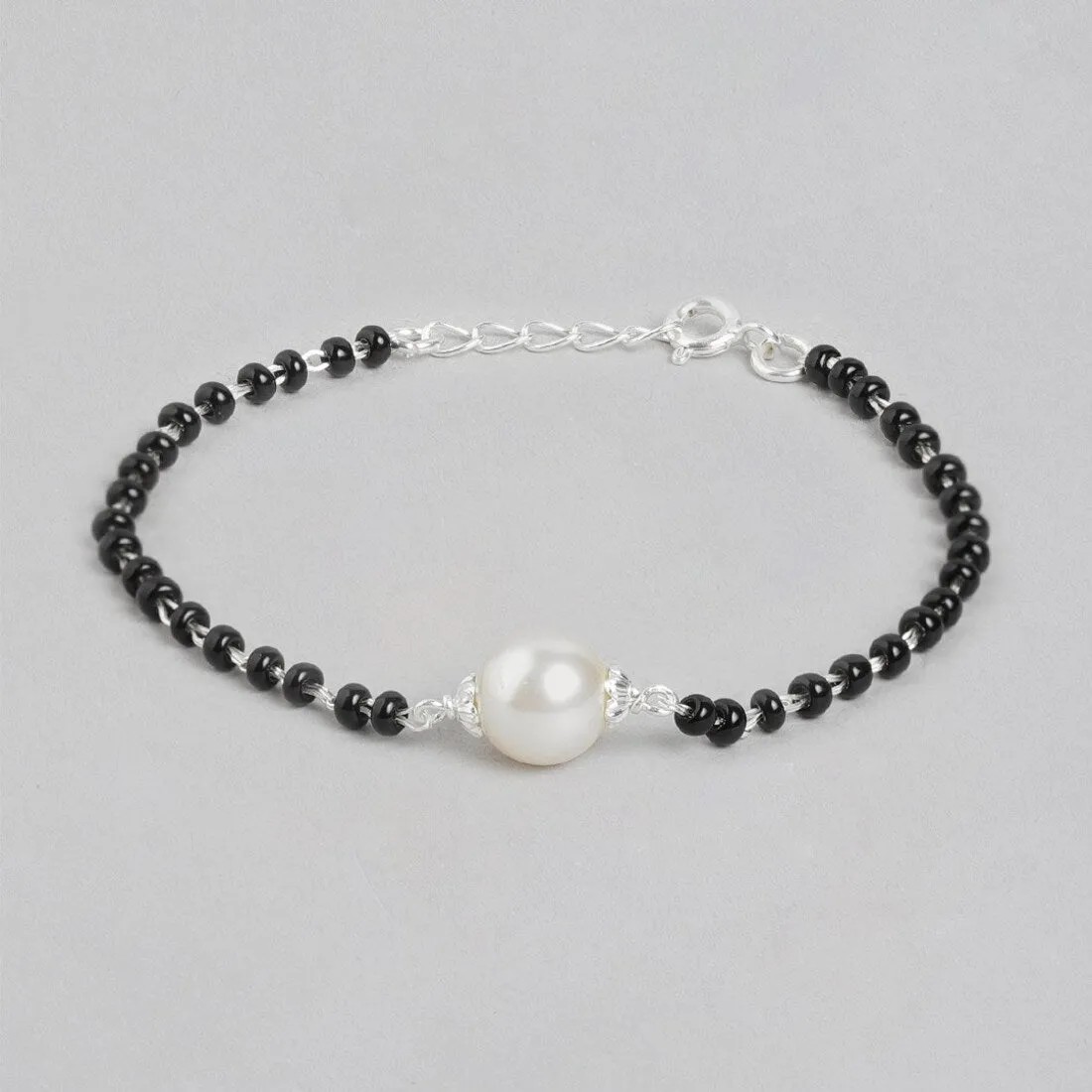 Pearl Elegance Rhodium-Plated 925 Sterling Silver Pearl Bracelet