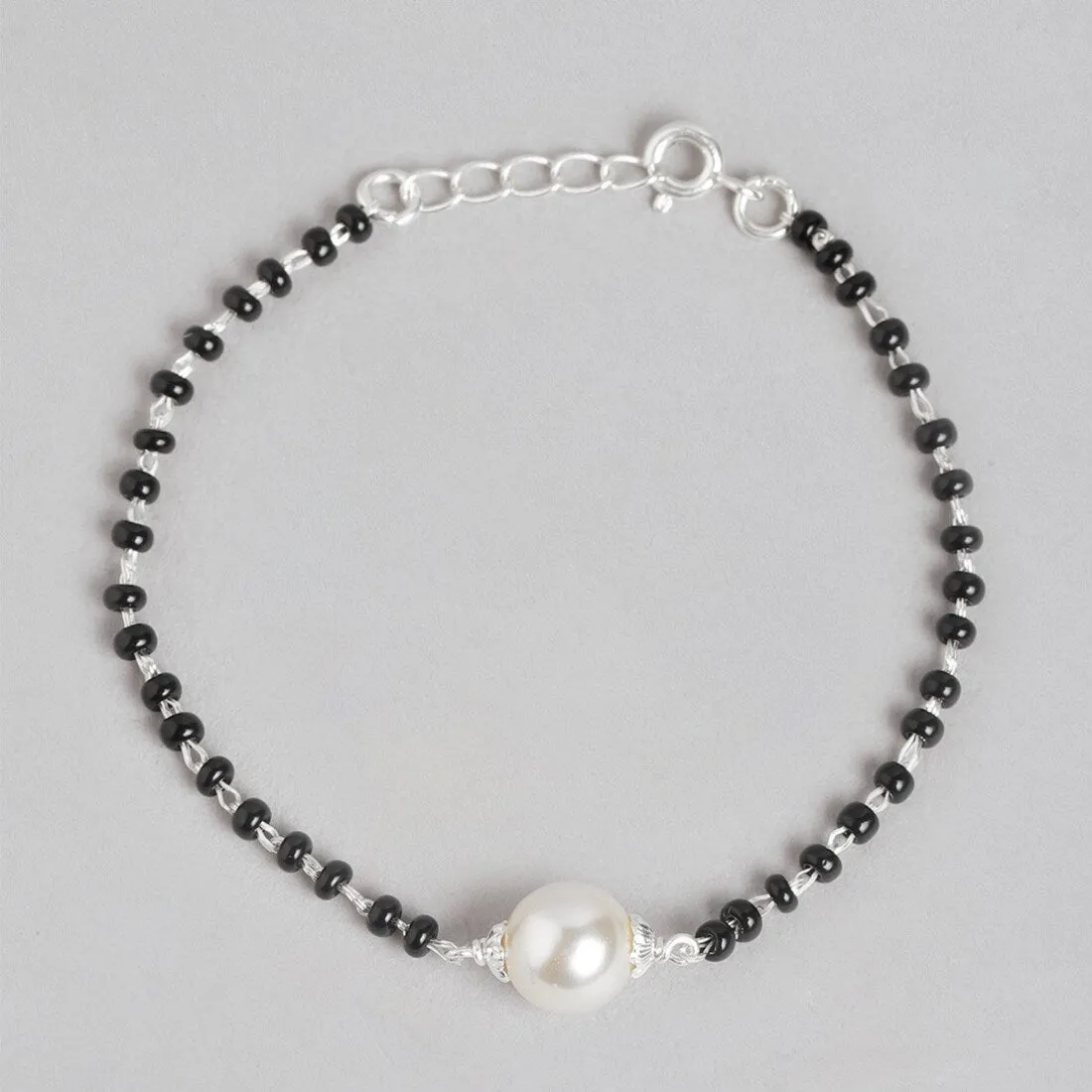 Pearl Elegance Rhodium-Plated 925 Sterling Silver Pearl Bracelet