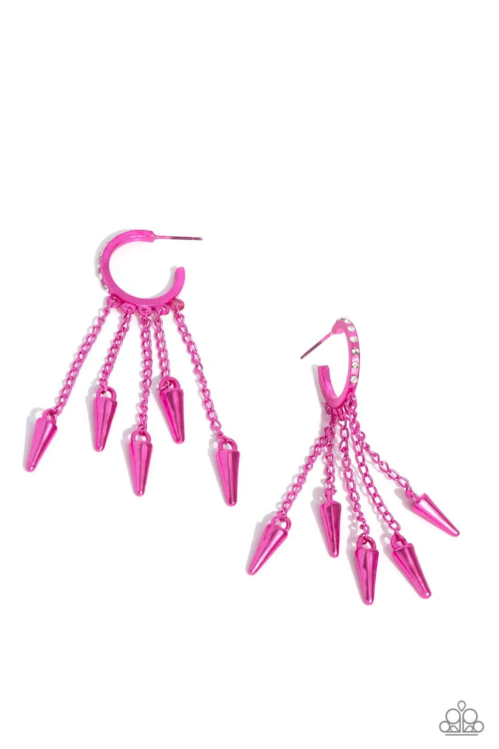 Piquant Punk - Pink Earrings - Paparazzi Accessories