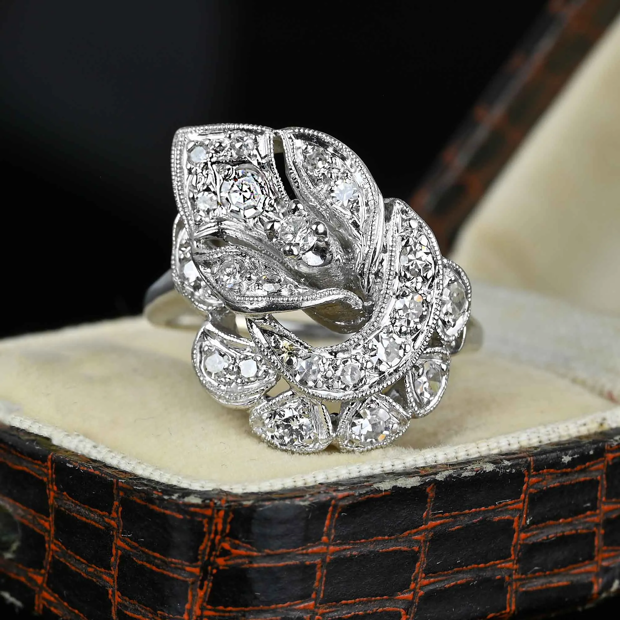 Platinum Calla Lily Diamond Cluster Ring