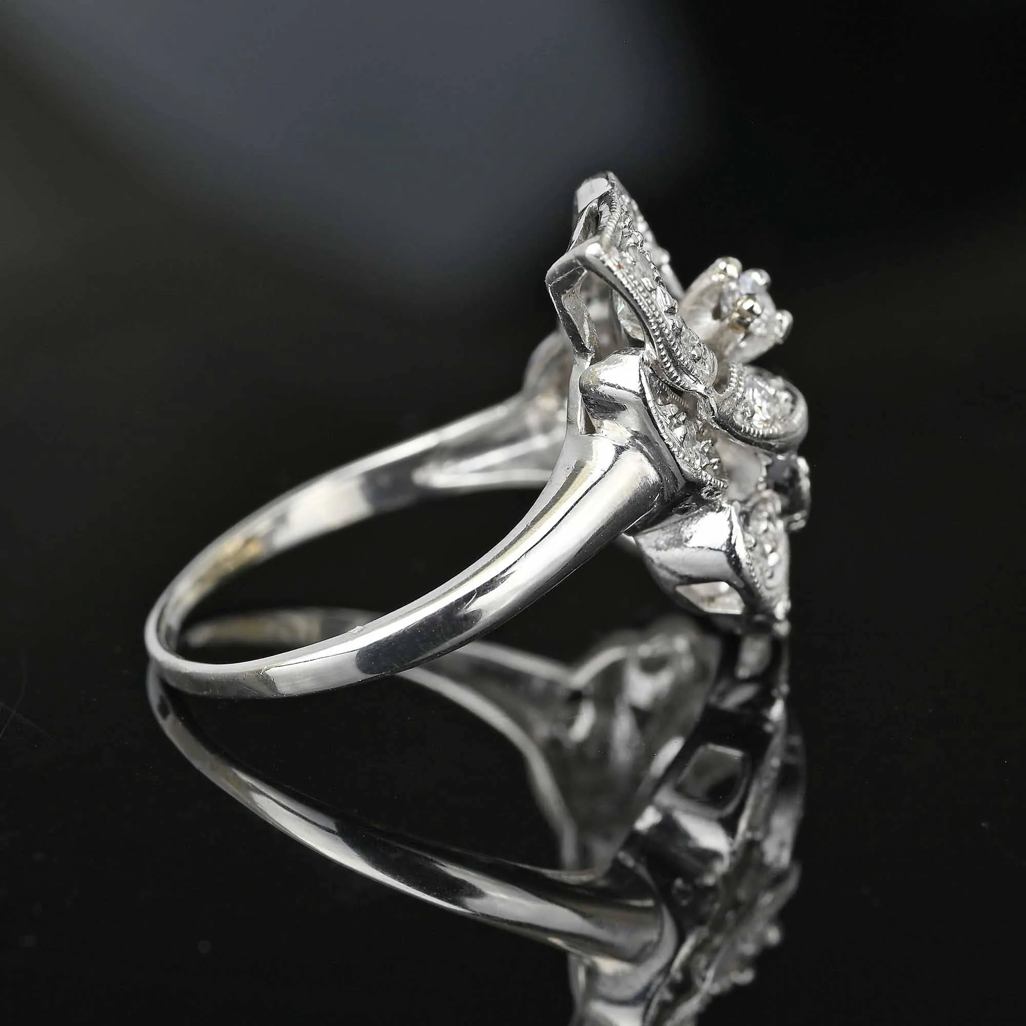 Platinum Calla Lily Diamond Cluster Ring