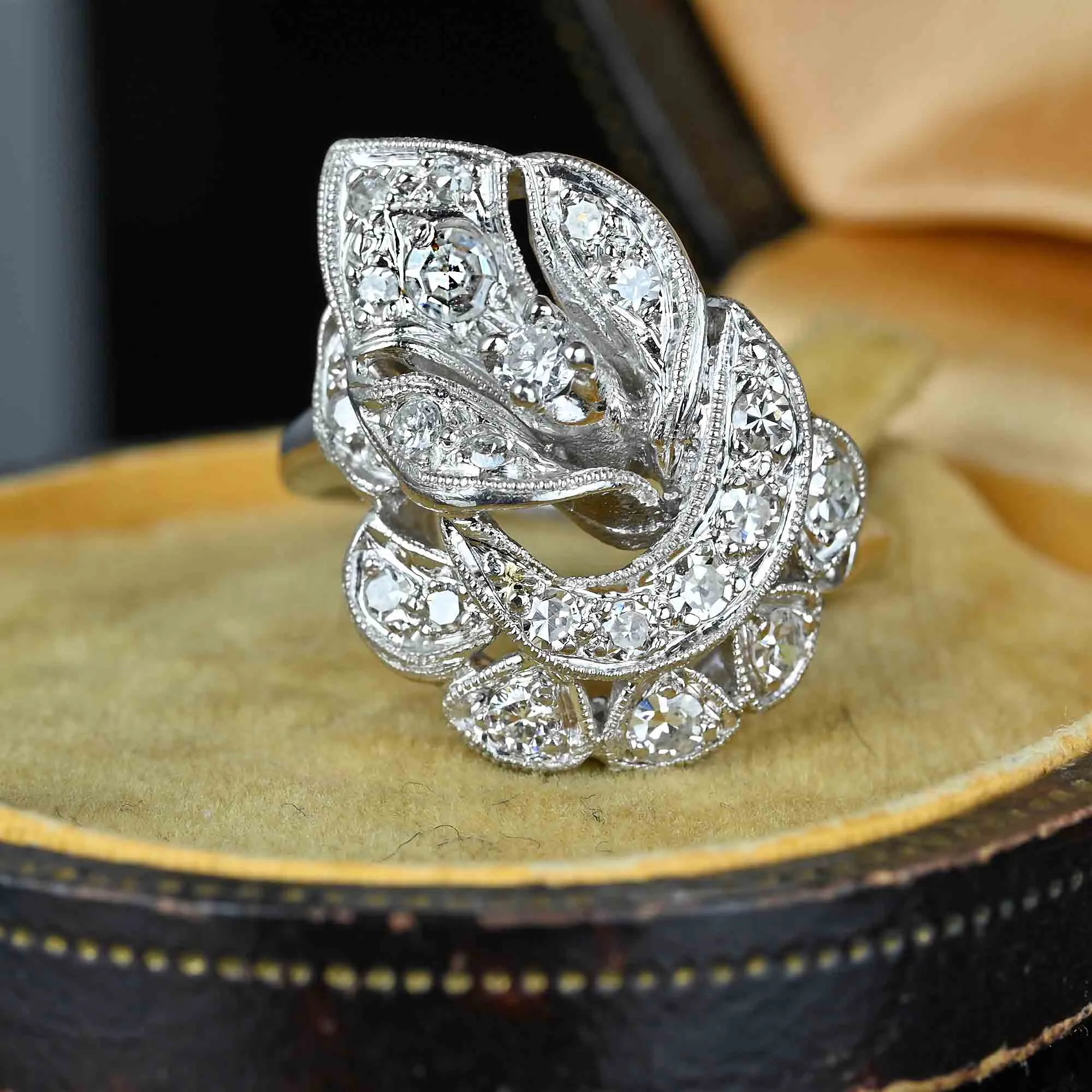 Platinum Calla Lily Diamond Cluster Ring