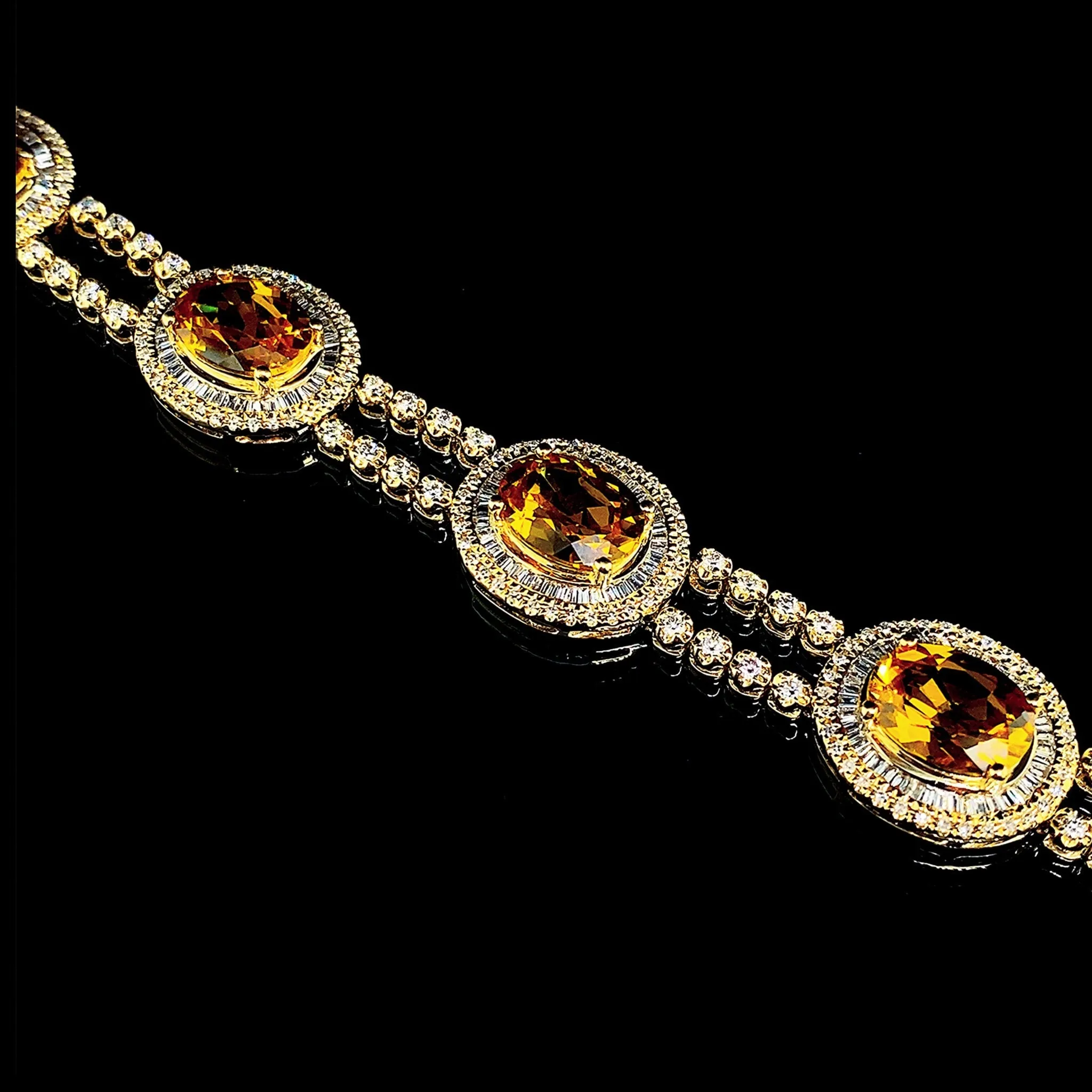 PREORDER | Citrine Oval Baguette Diamond Bracelet 14kt