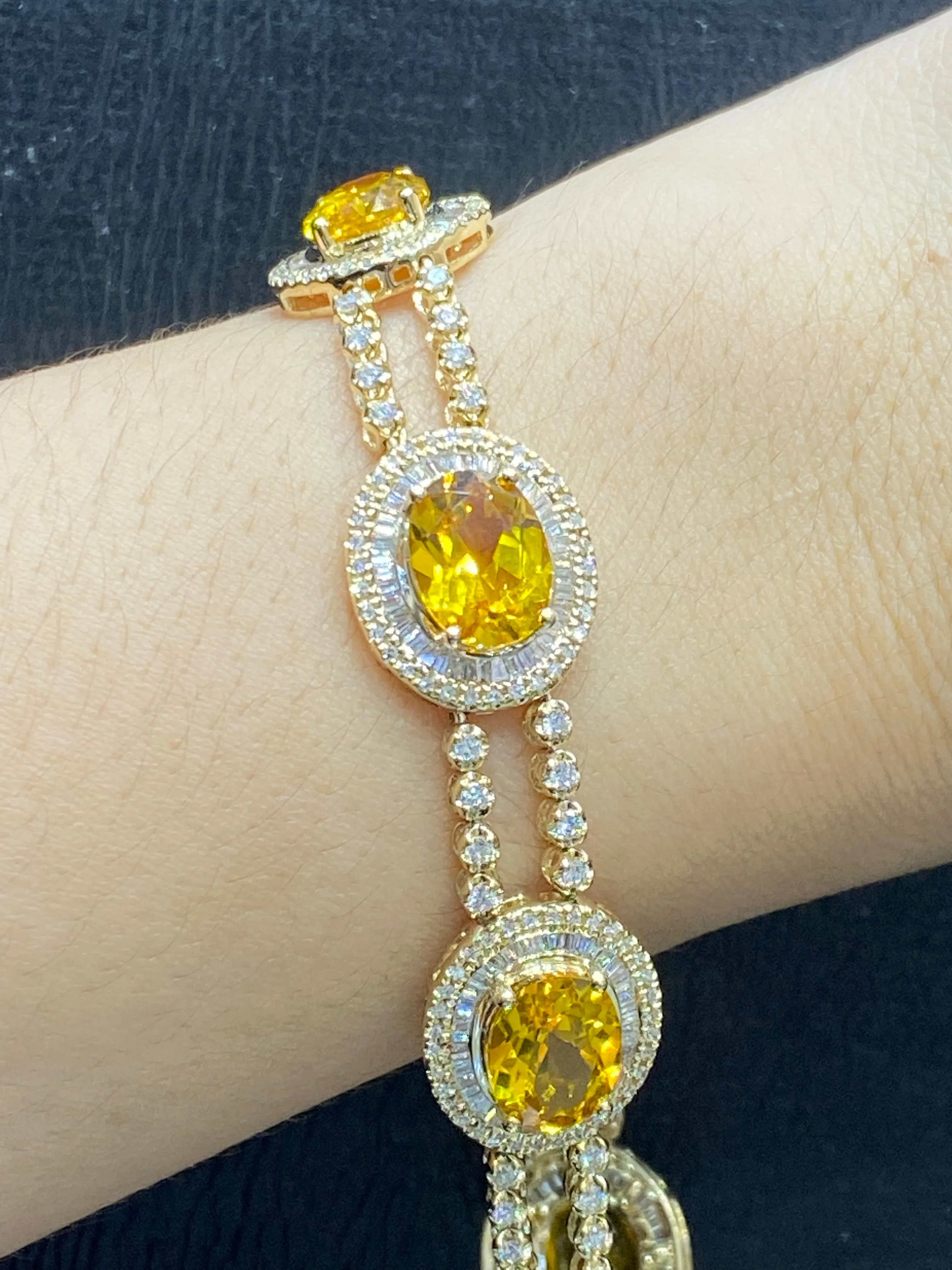 PREORDER | Citrine Oval Baguette Diamond Bracelet 14kt