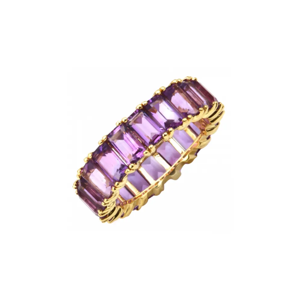 PURPLE AMETHYST EMERALD CUT ETERNITY BAND