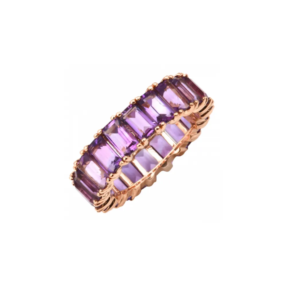 PURPLE AMETHYST EMERALD CUT ETERNITY BAND