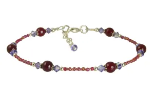 Purple Fire Agate Beaded Anklet