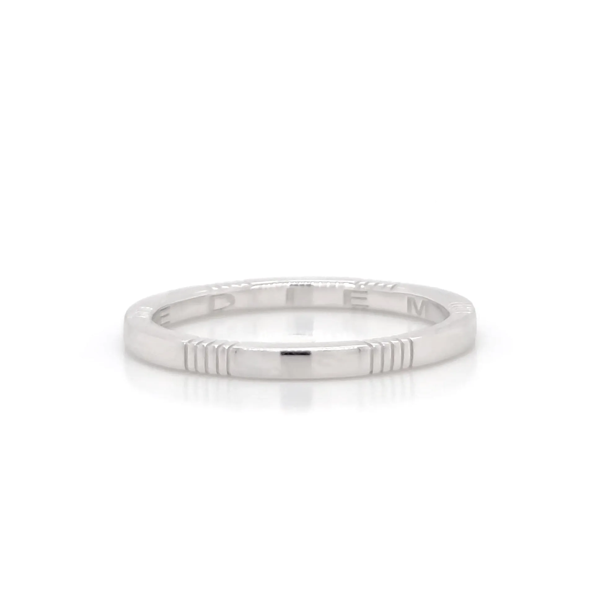 "Carpe Diem" Striped Poesy Sterling Silver Stackable Ring