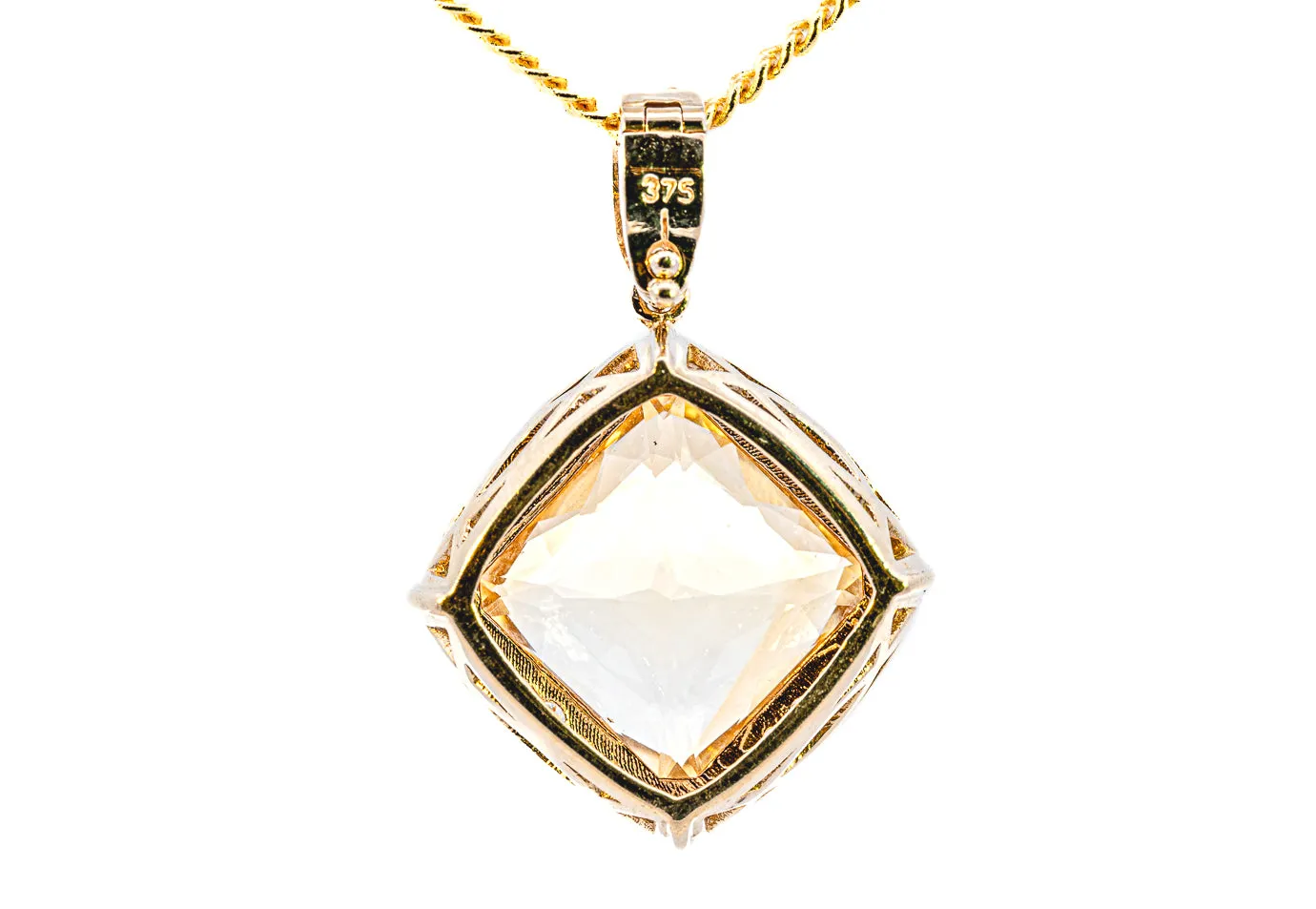 Radiant 9ct Yellow Gold 51-Stone Citrine & Diamond Pendant