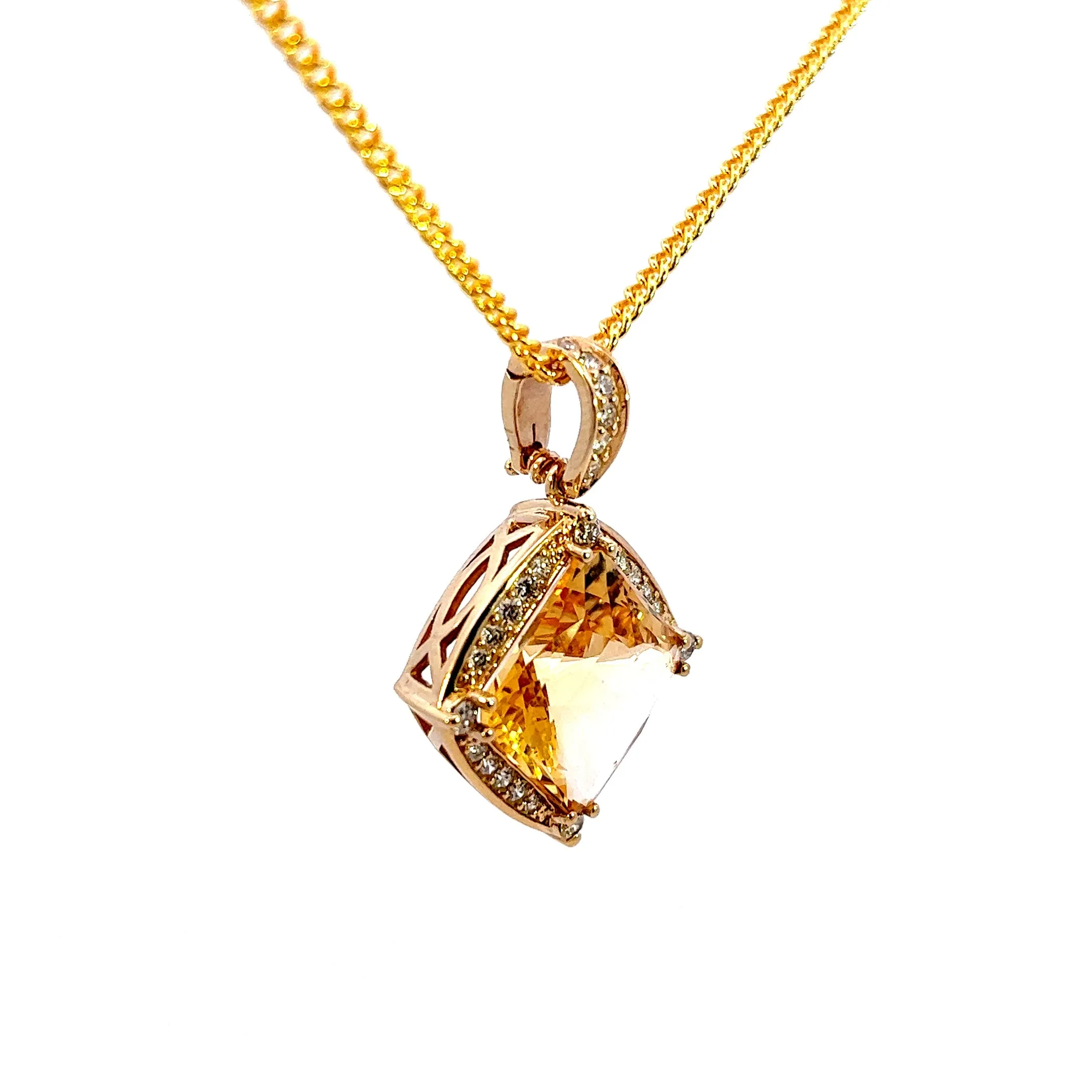 Radiant 9ct Yellow Gold 51-Stone Citrine & Diamond Pendant