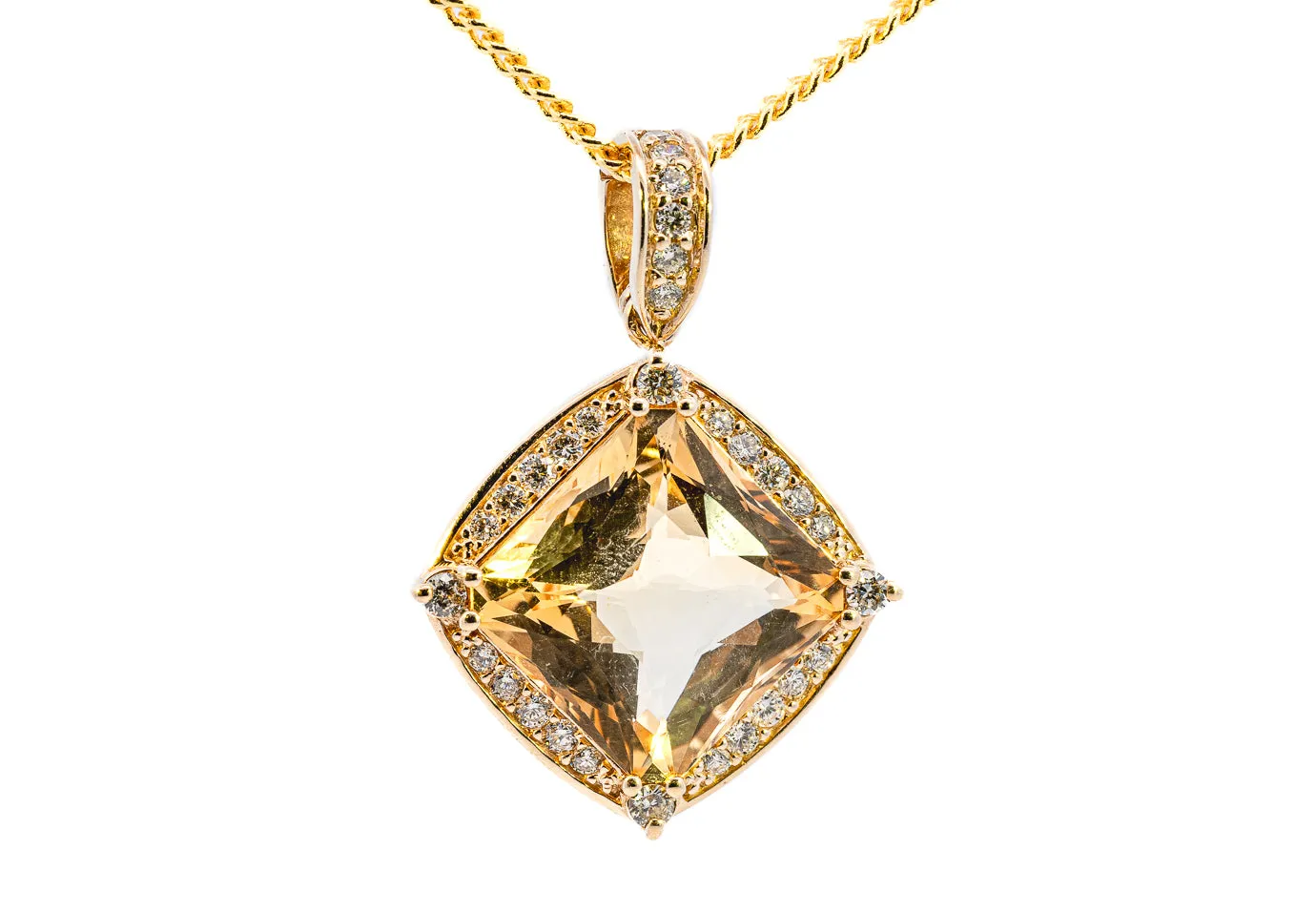 Radiant 9ct Yellow Gold 51-Stone Citrine & Diamond Pendant