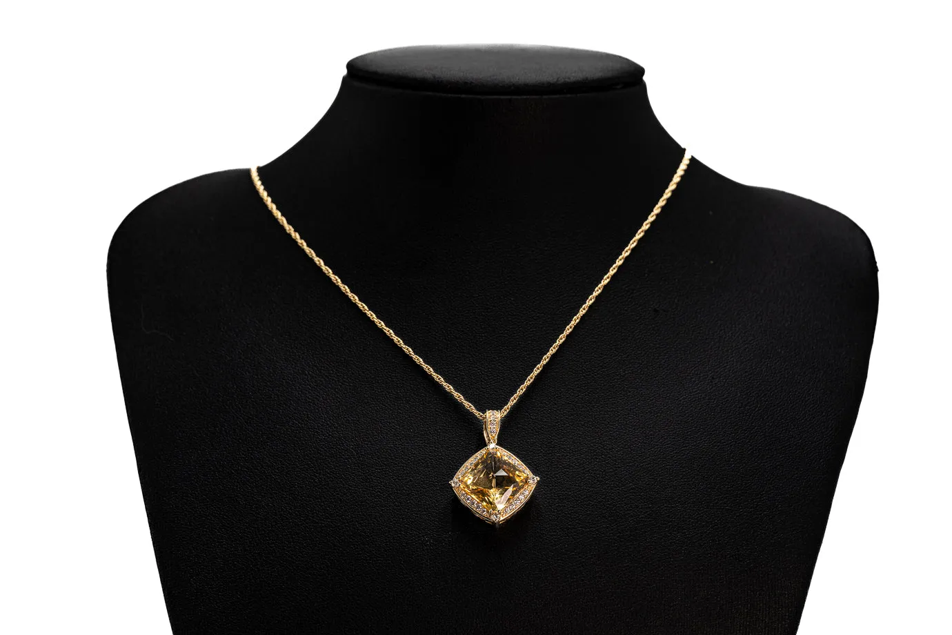 Radiant 9ct Yellow Gold 51-Stone Citrine & Diamond Pendant