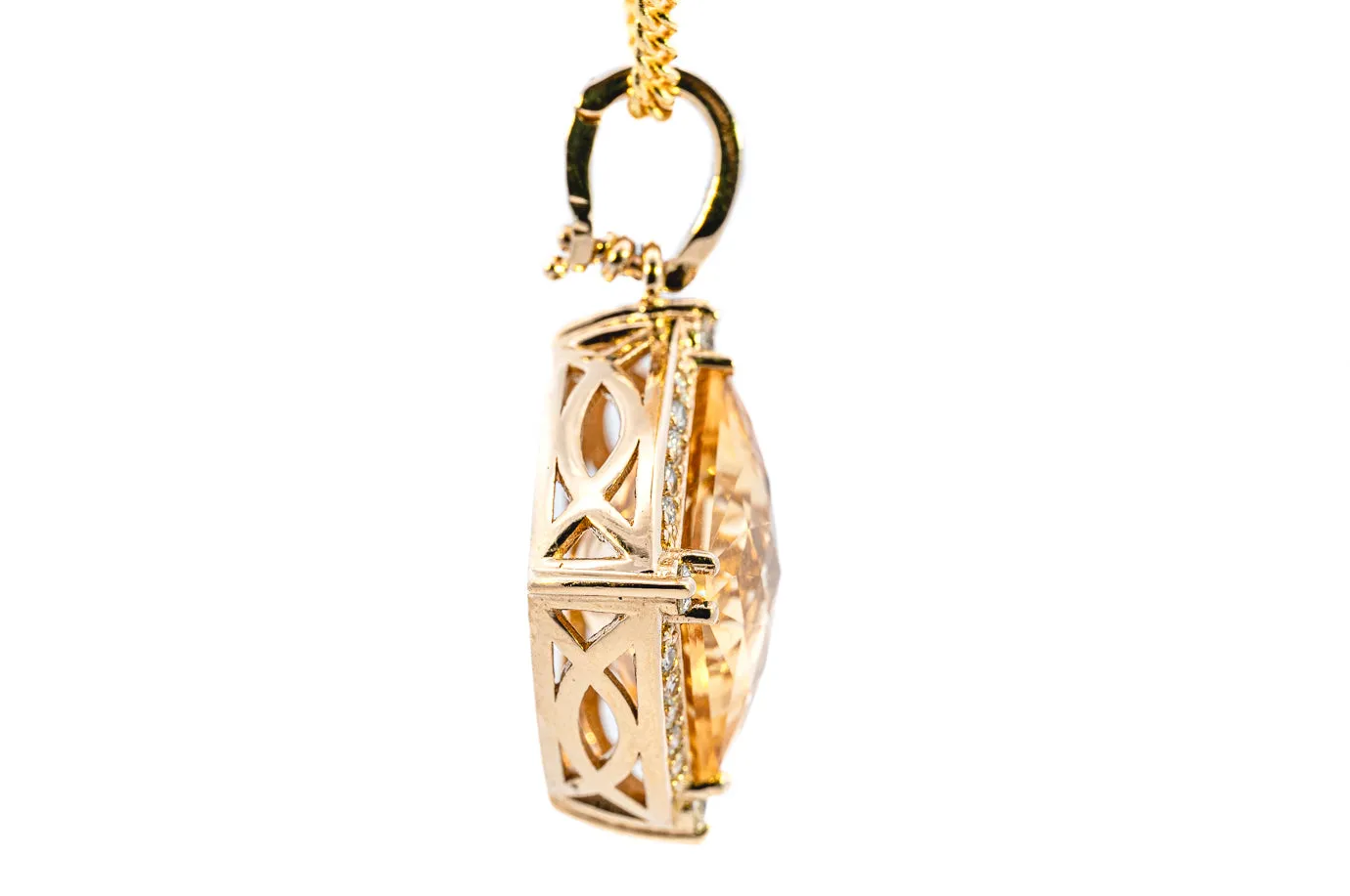 Radiant 9ct Yellow Gold 51-Stone Citrine & Diamond Pendant