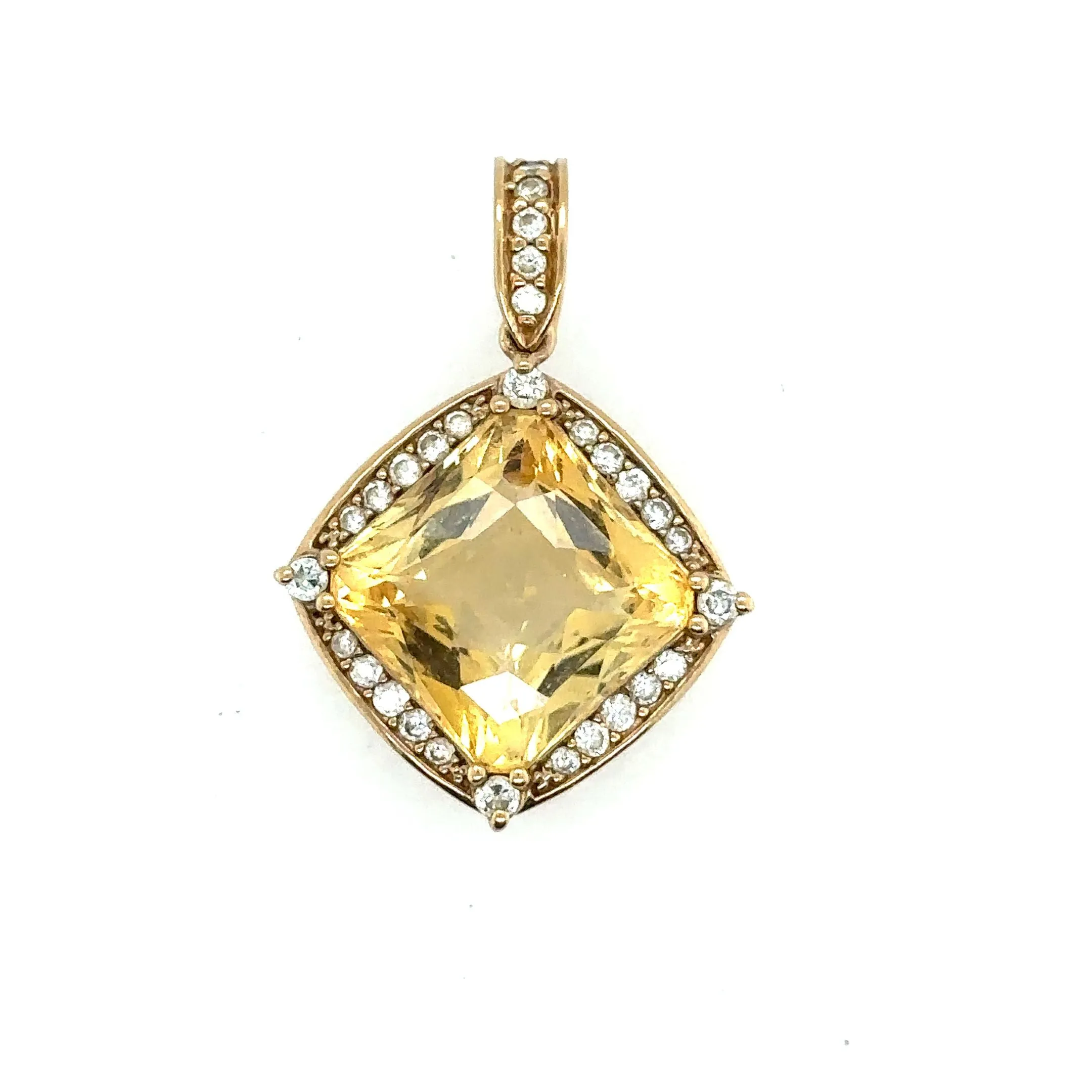 Radiant 9ct Yellow Gold 51-Stone Citrine & Diamond Pendant