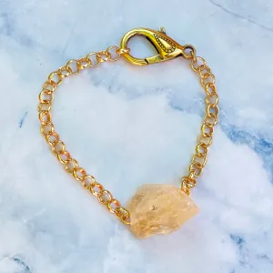 Raw Citrine gemstone and Brass chain clasp Bracelet