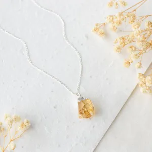 Raw Citrine Necklace Dipped in Silver